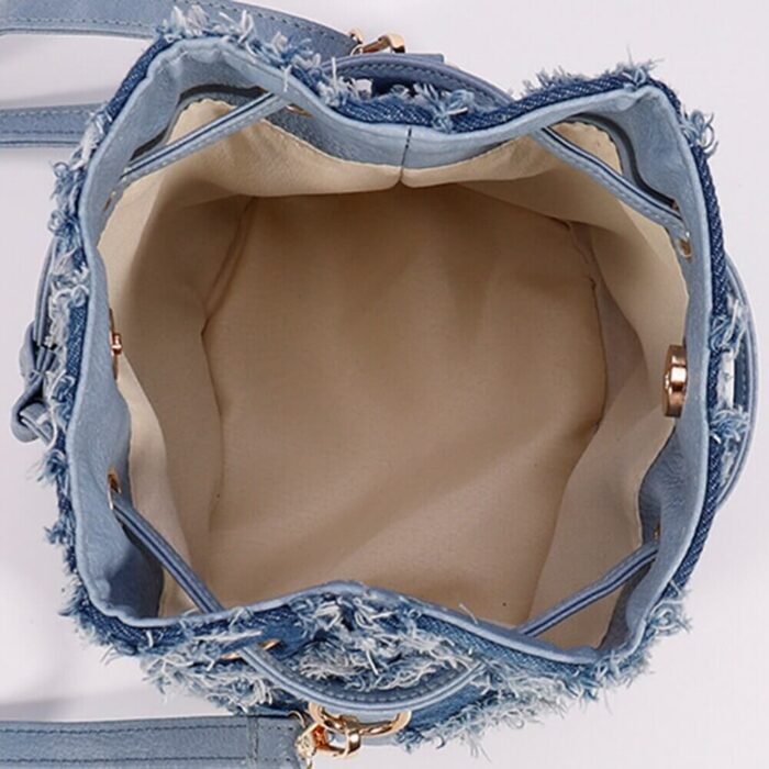 Mini Crossbody Purse Denim Drawstring Bag Diamond Lattice Commute Purse