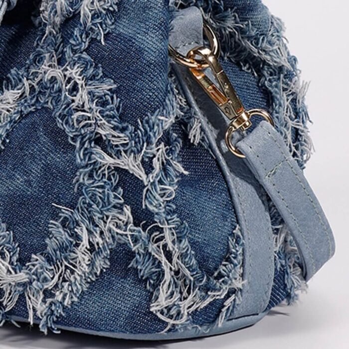 Mini Crossbody Purse Denim Drawstring Bag Diamond Lattice Commute Purse