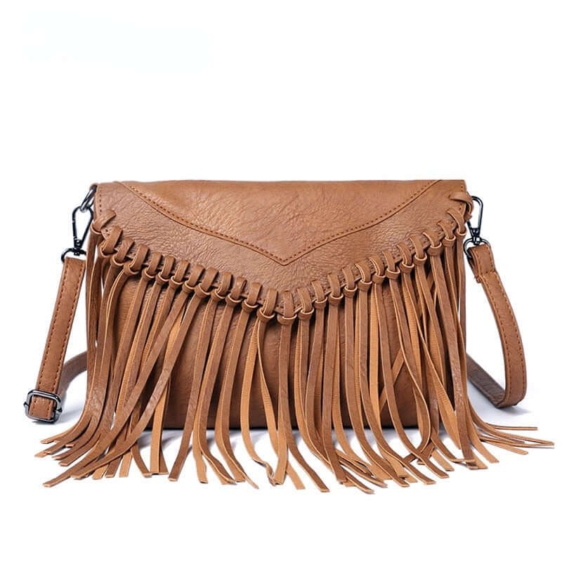 Western Leather Hobo Fringe Tassel Crossbody Purse