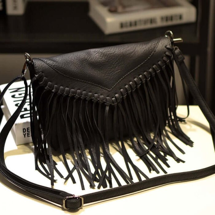 Western Leather Hobo Fringe Tassel Crossbody Purse