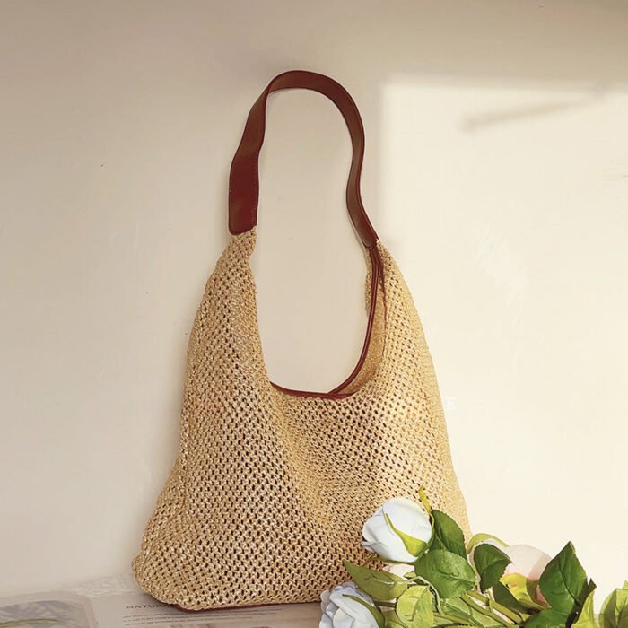 Cute Hobo Shoulder Bag with White Leather Strap