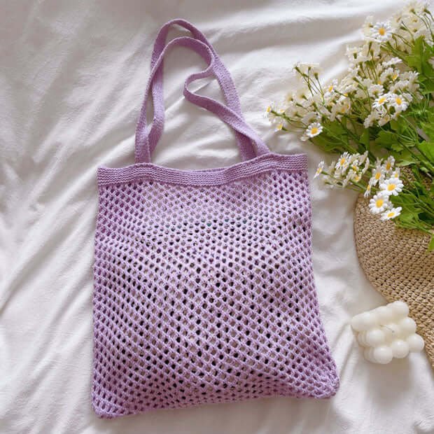 Cute Crochet Mesh Fruit Bag in Purple