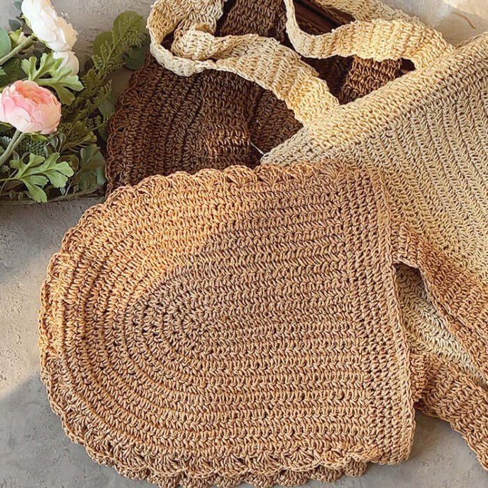 Cute Sweet Half Circle Woven Straw Bag