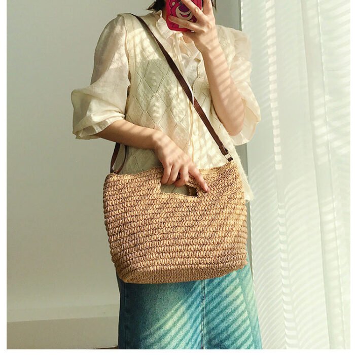 Summer Designer Large Straw Shoulder Tote Bag