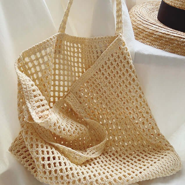 Chic Hollow Mesh Beach Crochet Shoulder Bag