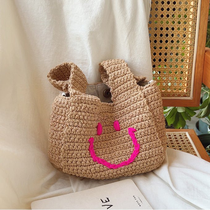 Design Knitted Craftsmanship Bucket Bag Brown