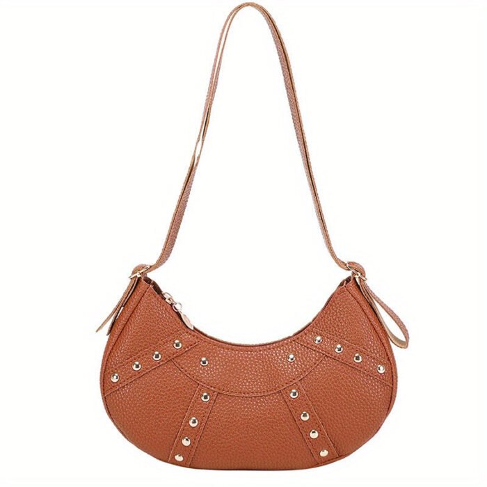 Fashion Solid Crescent Versatile Casual Handbag