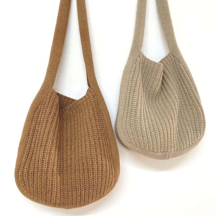 Semicircle Crochet Messenger Bag Brown