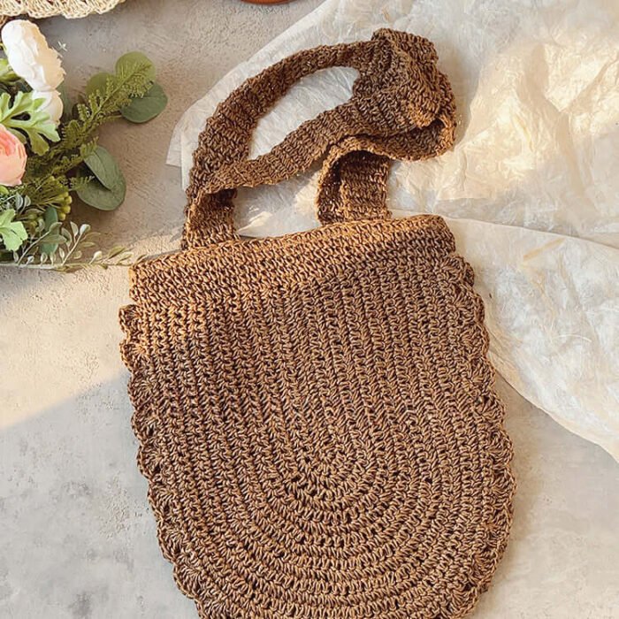 Cute Sweet Half Circle Woven Straw Bag