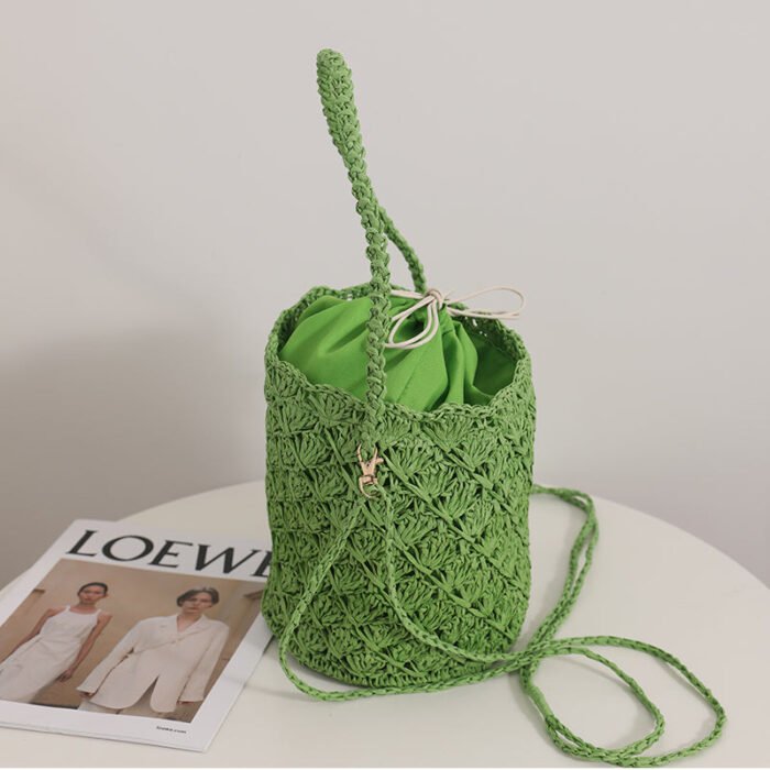 Bucket Woven Crossbody Bag for Seaside