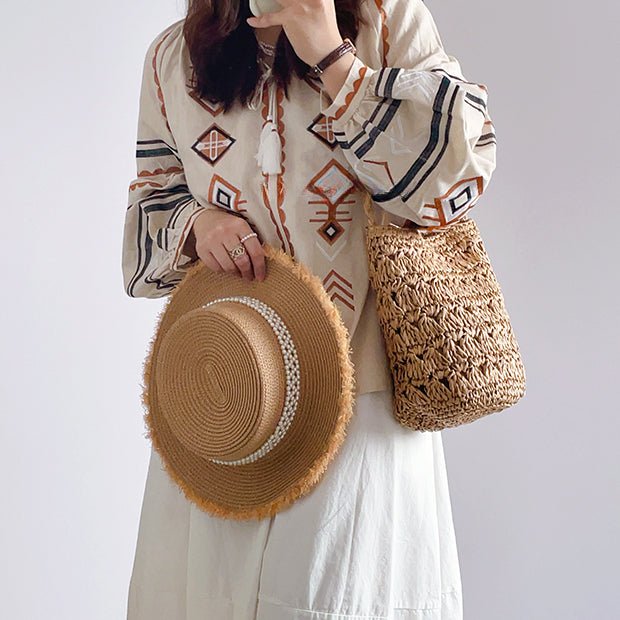 French Designer Beach Shoulder Bucket Bag