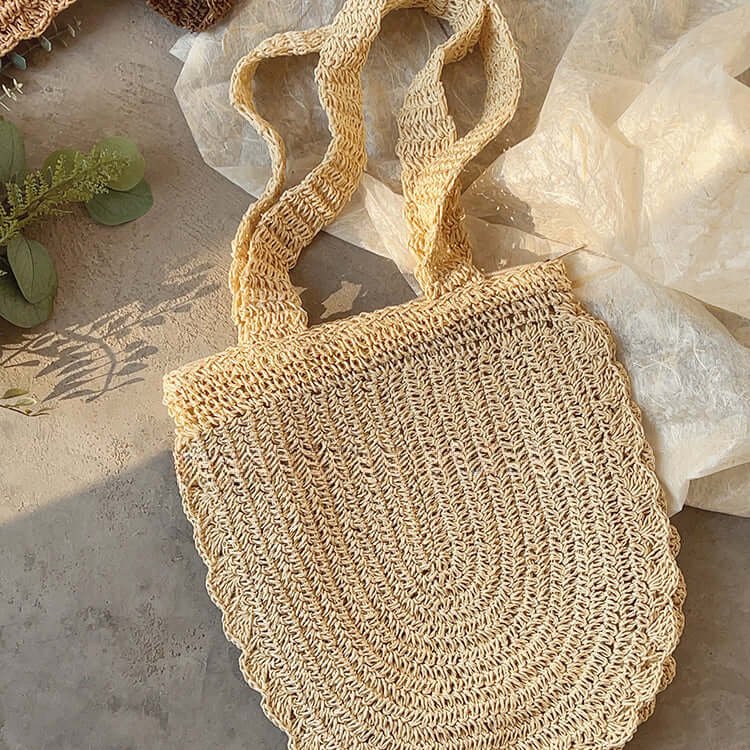 Cute Sweet Half Circle Woven Straw Bag